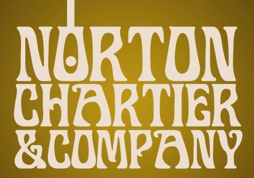 The image features the text "Norton Chartier & Company" with the slogan "Putting the class in classic rock." on a brown background.