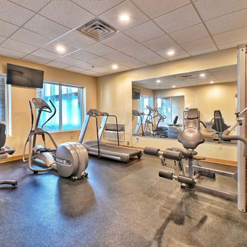 We offer a comprehensive fitness room to cater to all your workout needs.