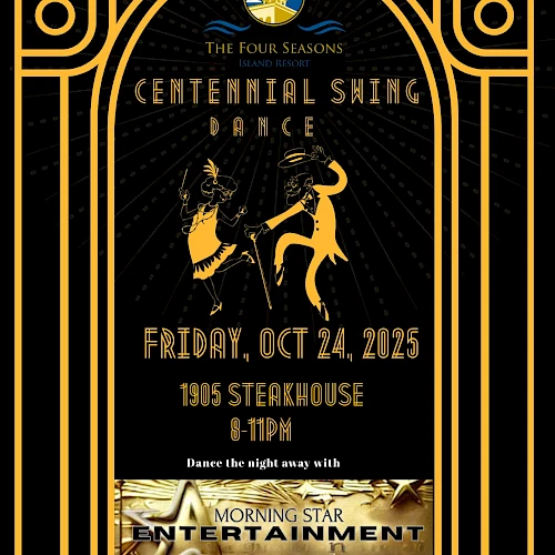 Centennial Swing Dance event at 1905 Steakhouse on Friday, Oct 24, 2025, from 8-11 PM. Prizes for best dressed and best dance.